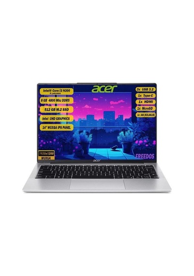 Acer Aspire Lite AL14-31P-39KN NX.KS9EY.002 i3-N300 8 GB 512 GB SSD 14" Dos Dizüstü Bilgisayar (Outlet)