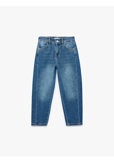 Koton Pamuklu Cep Detaylı Rahat Kesim Denim Pantolon Orta İndigo 7wkb40017td