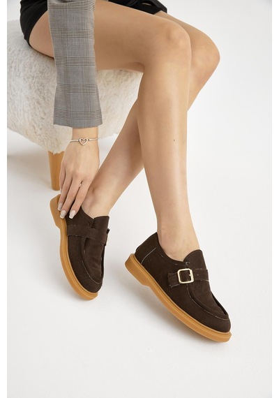 Tonny Black Termo Taban Süet Görünümlü Tokalı Kadın Kahve Günlük Loafer Tbmhh035 Kahve