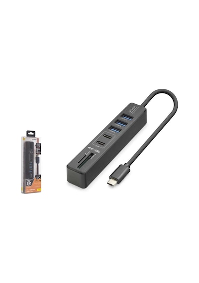 Hadron Hdx7061 İetop Type-c Hub 5gbps 2x Usb-c 3.2+3x Usb-a 3.2+sd+microsd 7 Port Kart Okuyucu Siyah