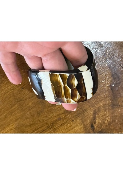 Oyma Kemik Kadın Hint Bileziği Çap 7 Cm Çok Renkli
