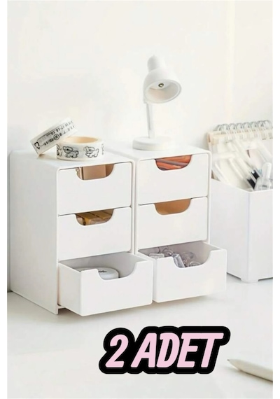 Tidy 2 Adet Mini Çekmece Organizer 3 Çekmeceli Çok Amaçlı Düzenleyici-takı Hobi Aksesuar Organizeri Beyaz