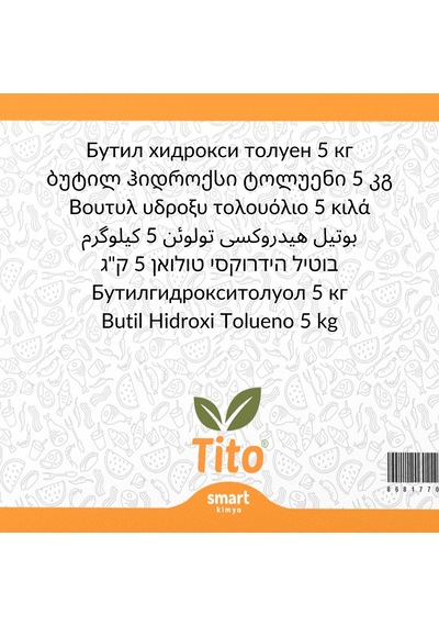 Bütil Hidroksi Toluen Bht E321 Gıda Tipi 5 Kg