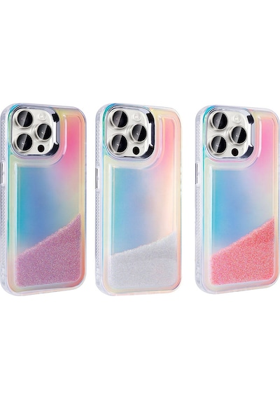 Apple Uyumlu iPhone 15 Pro Max Kılıf Airbagli Renkli Arka Yüzey Boncuk Tasarımlı Tchs Kumul Kapak - Mor Mor
