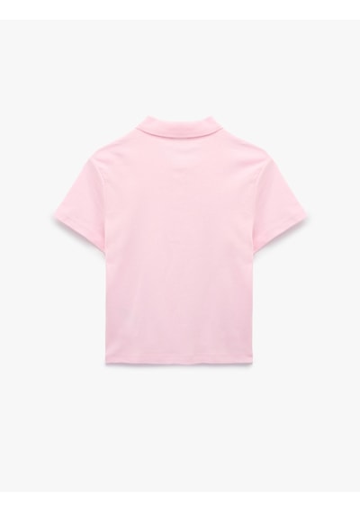 Koton Pamuklu Slim Fit Kısa Kollu Düğmeli Polo Yaka Tişört Pembe 6sak50482ek Gül