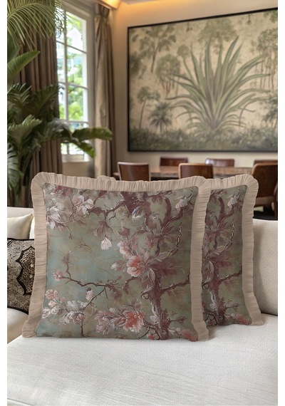 Vintage Çiçekli Saçaklı Yastık Kılıfı - Sanatsal Floral Yeşil Vizon Püsküllü Kırlent Kılıfı Kadim Yörünge Opal Vintage Çiçekli Saçaklı Yastık Kılıfı - Sanatsal Floral Yeşil Vizon Püsküllü Kırlent Kılıfı Kadim Yörünge Opal