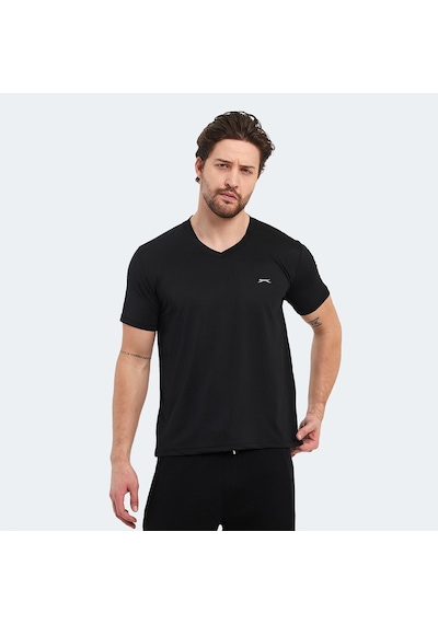 Slazenger KATRIINA Erkek V Yaka Siyah Tişört