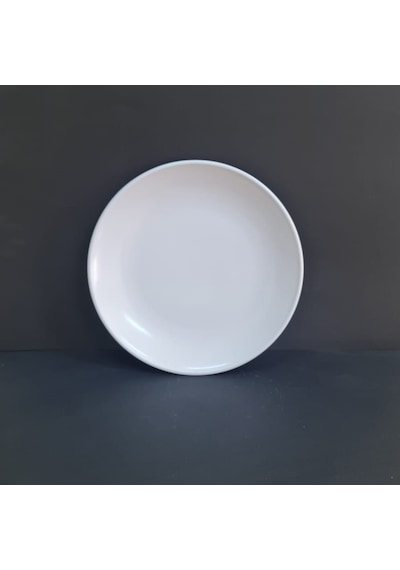 6 Adet Standart Düz Melamin Tatlı & Yemek Servis Tabağı 28 Cm - Beyaz Beyaz