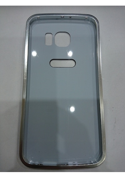 Samsung Uyumlu S6 Android Cep Telefonu Metal Çerçeve Ayna Kapak Gri