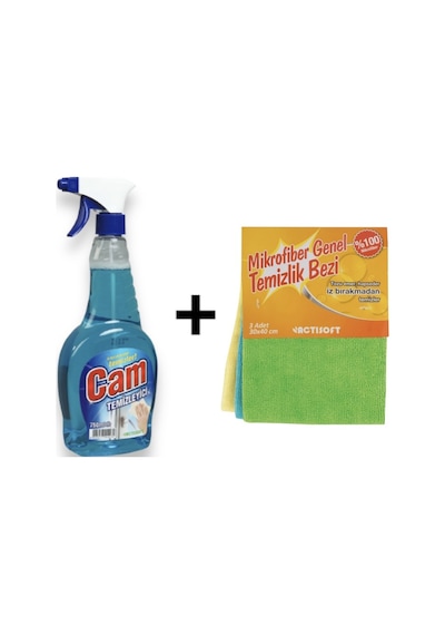 Actisoft Cam Temizleyici 750 ML + Actisoft Mikrofiber Temizlik Bezi 750 ML