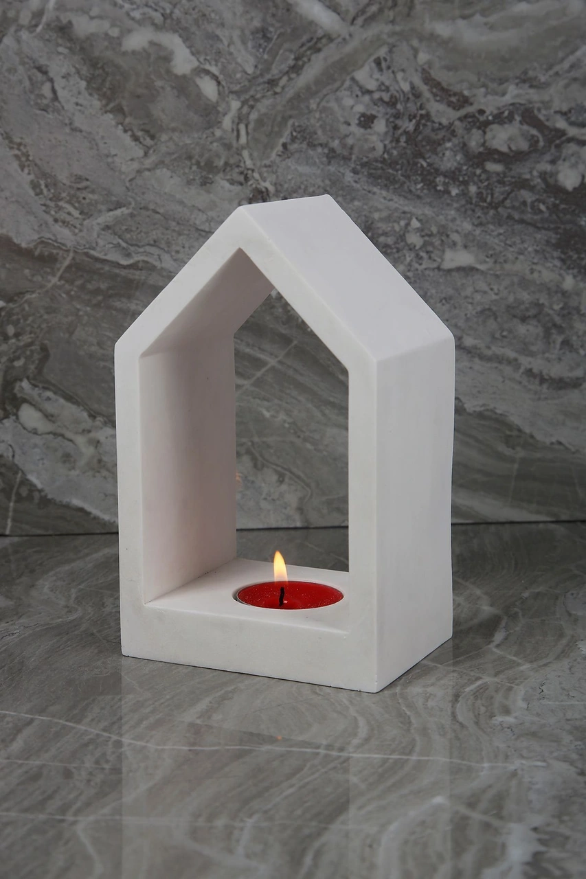 El Yapımı Beton Mumluk Özel Tasarım Tealight Ev Ofis Oda Aydınlatma Beyaz