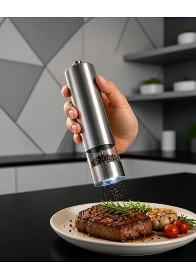 Astraltech Işıklı Pilli Baharat Değirmeni Taze Öğütme Çok Renkli