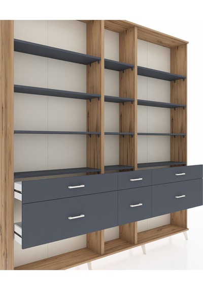 Arges Dolap 12 Raflı 6 Çekmeceli 220x30x243 Çam-antrasit/antrasit Antrasıt/antrasıt Arges Dolap 12 Raflı 6 Çekmeceli 220x30x243 Çam-antrasit/antrasit Antrasıt/antrasıt