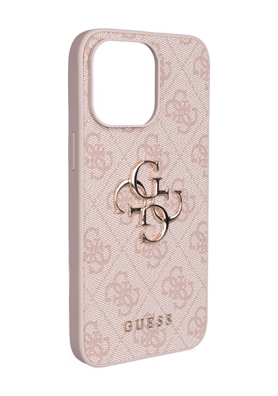Apple Uyumlu iPhone 15 Plus Kılıf Guess Lisanslı Pu 4g Büyük Metal Logolu Çapraz Vücut Askılı Kapak Pembe Pembe