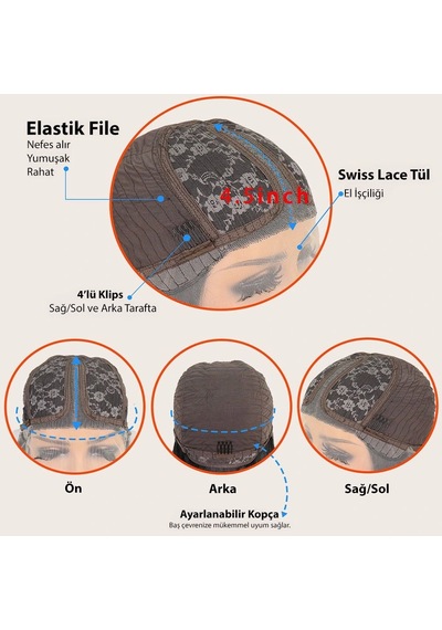 Uzun Dalgalı Fiber Sentetik Tül Peruk Çok Renkli