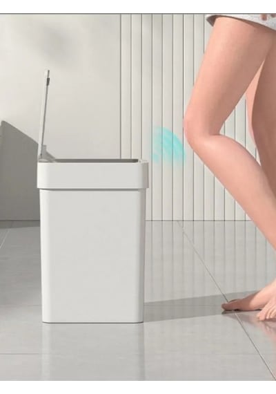9litre Sensörlü Otomatik Çöp Kovası Ofis Mutfak Banyo Balkon Akıllı Çöp Kovası Beyaz
