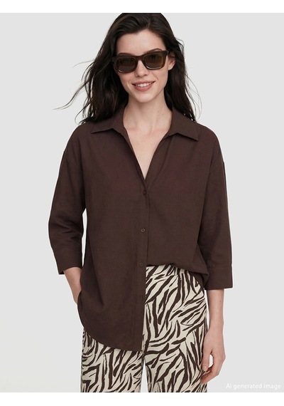 Lcw Comfort Kahverengi Oversize Kadın Gömlek