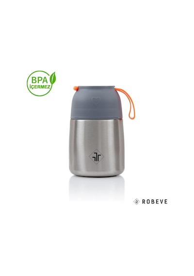 Robeve 450ml Bebek Mama Saklama Termosu Vakumlu Çift Taraflı Termos Gri