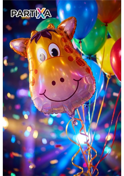Safari Zürafa Kafa Folyo Balon 25x45 Cm Safari Temalı Çocuk Doğum Günü Parti Süsü Çok Renkli