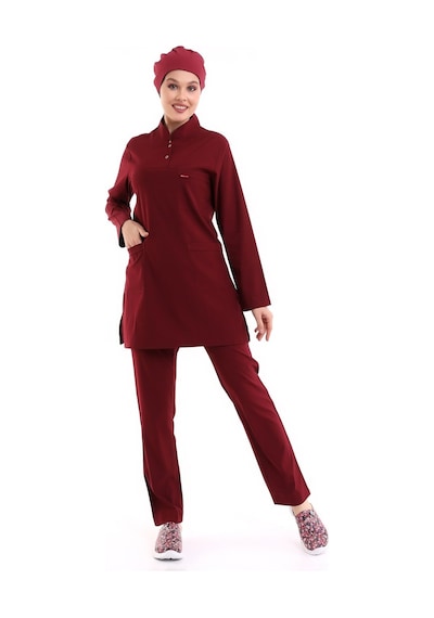 Soft Likralı Tesettür Forma Takım İki Çıtçıt - 6407 Bordo Soft-6119