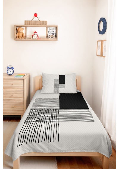Siyah Geometrik Genç Odası Tek Kişilik Pike Takımı - Modern Çizgili 160x220 Cm Kapitone Yatak Örtüsü Kremamsı Kül Gölgeliği Siyah Geometrik Genç Odası Tek Kişilik Pike Takımı - Modern Çizgili 160x220 Cm Kapitone Yatak Örtüsü Kremamsı Kül Gölgeliği