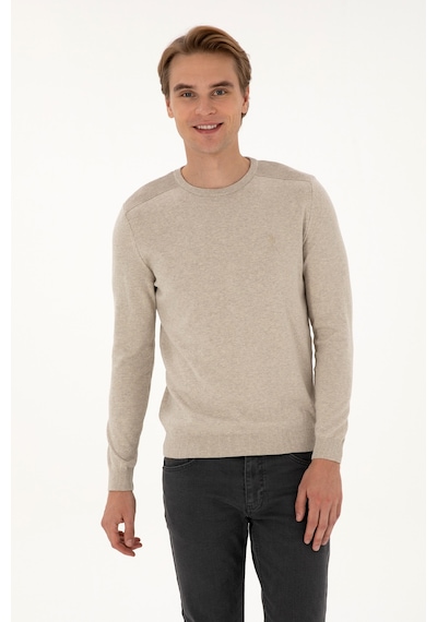 U.S. Polo Assn. Erkek Slim Fit Bisiklet Yaka Taş Melanj Basic Kazak 50307779-VR225