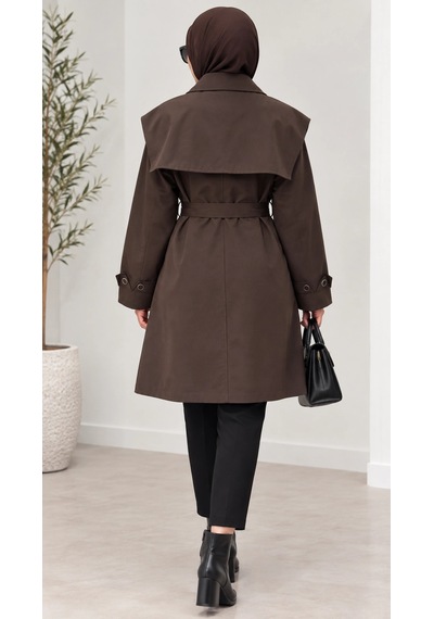 Nevayla Moda Kuşaklı Düğmeli Mevsimlik Trençkot - Acı Kahve / M0118 Acı Kahverengi Nevayla Moda Kuşaklı Düğmeli Mevsimlik Trençkot - Acı Kahve / M0118 Acı Kahverengi