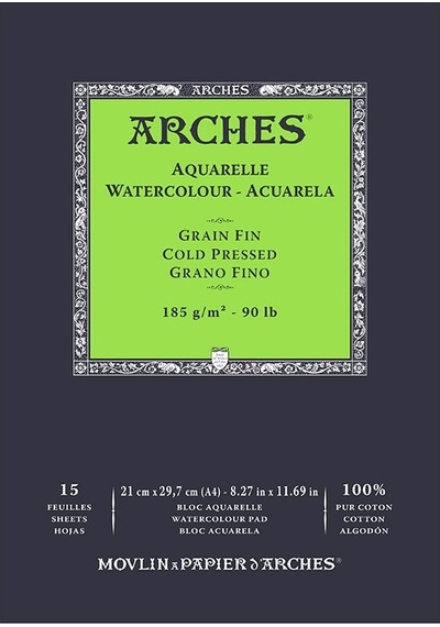 Arches Sulu Boya Blok Defter Cold Pressed 185g 15 Yaprak 21x29.7