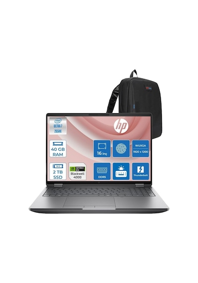 Hp ZBook Fury 16 G1ı C65h8esp15 U7-265hx 40 GB 2 TB SSD 16 GB RTXpro4000 16" Wuxga W11P Dizüstü Bilgisayar