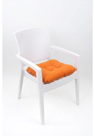 Mega Turuncu Sandalye Minderi 45x45 Özel Dikişli Bağcıklı