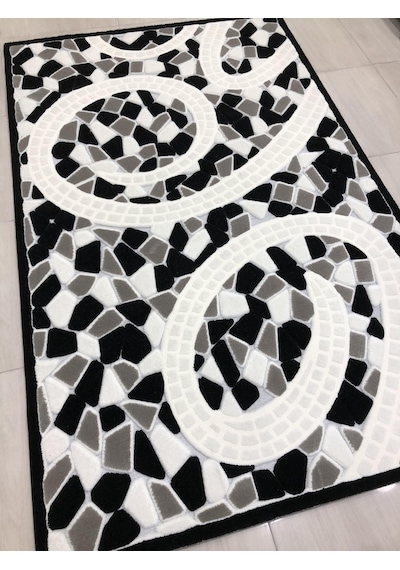 Kaşmir Halı Jade 146X233 Je 0024-03 Siyah Beyaz 4 M2 Halı !