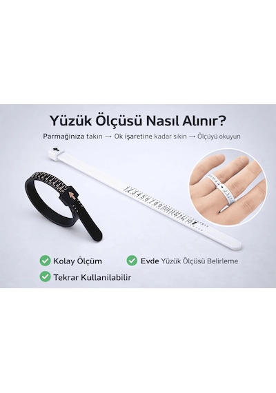 Yüzük Ölçüsü Alma Aleti Parmak Yüzük Ölçer Aparatı Ring Sizer Yüzük Ölçme Ölçü Seti - 2 Adet Diğer