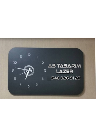 Odak Serisi: Modern Ve Kişiselleştirilebilir Ahşap Duvar Saati 80x50 Cm Siyah Üzeri Gümüş Renk Siyah Gümüş