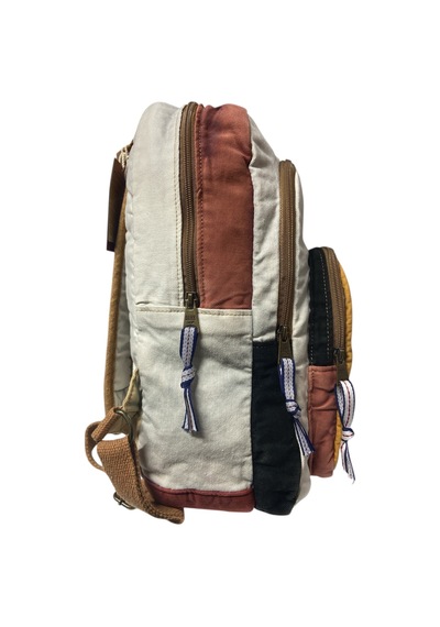 Dark Cotton Kaliteli Vintage Salaş Yıkama Kumaş Disayn Günlük Gezi Okul Sırt Çantası 30cmx40cm Bej - Sarı