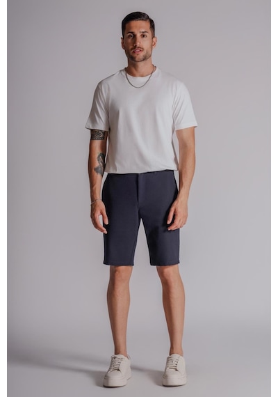 Braccas Erkek Yandan Cepli Klasik Bel Slim Fit Chino Şort Lacivert Lacivert
