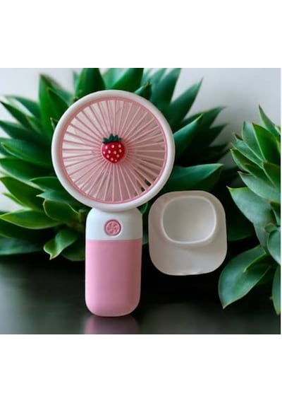 T300 Meyve Temalı Pembe Şarjlı Mini El Fanı