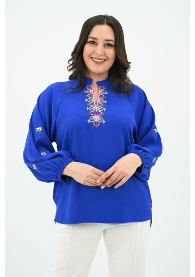 Koza Butik Kadın Nakış Detaylı Uzun Kollu Bluz 1715-24 001