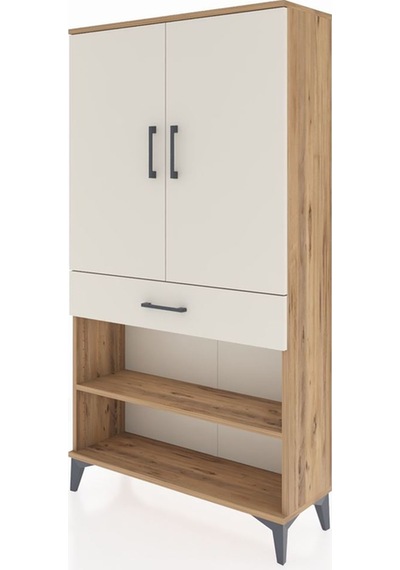 Arges Dolap 4 Raflı Tek Çekmeceli 2 Kapaklı 88x30x163 Çam-aytaşı Çam