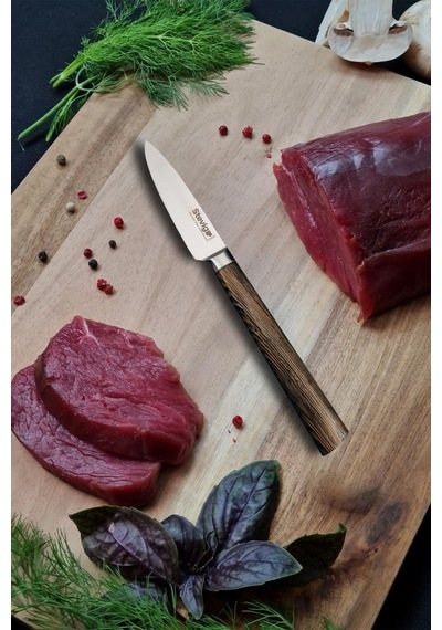 Stevig Blackwood Dövme Çelik Sebze Ve Mutfak Bıçağı Kahverengi 8,5 Cm St-400.019
