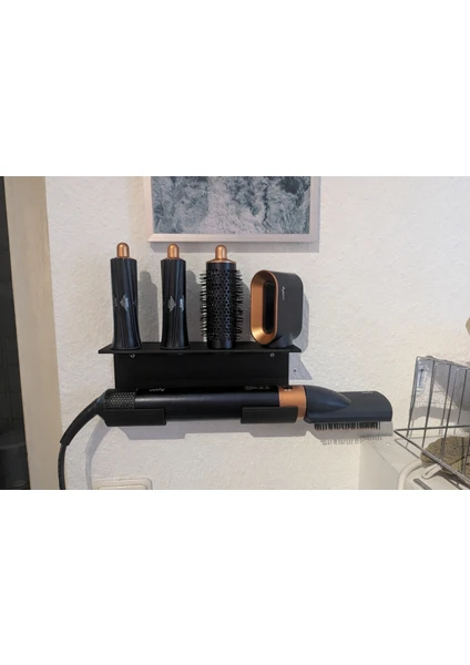 Airwrap Uyumlu Duvar Tipi Stand Saç Şekillendirici Ve Başlık Düzenleyici Raf siyah