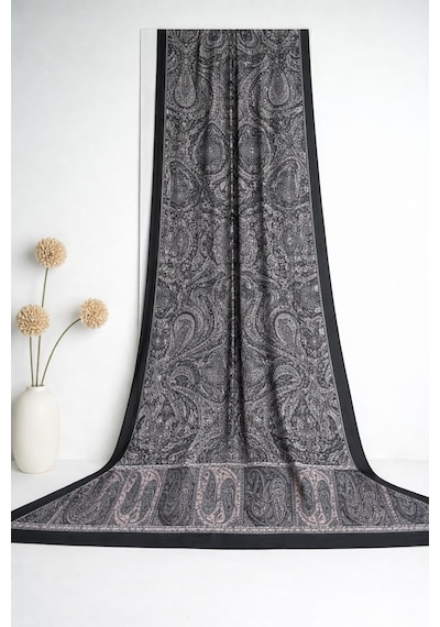 Shawl Secret Glamour Pamuklu Etnik S Al 2 - 52846 Siyah Gri Siyah