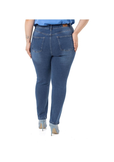 Disentis Büyük Beden Yüksek Bel Dar Paça Mavi Denim Pantolon-mavi Mavi