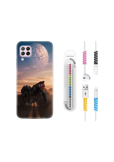 Huawei P40 Lite Kılıf Kablo Koruyuculu Motor 1621