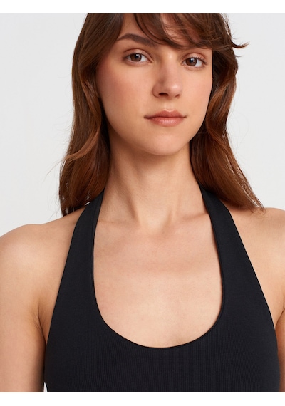 Dilvin 21052 Halter Yaka Top-siyah Siyah