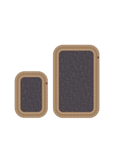 Banyo Paspası Takımı 70x110+50x70 Cm Düz Antrasit Gri & Hasır