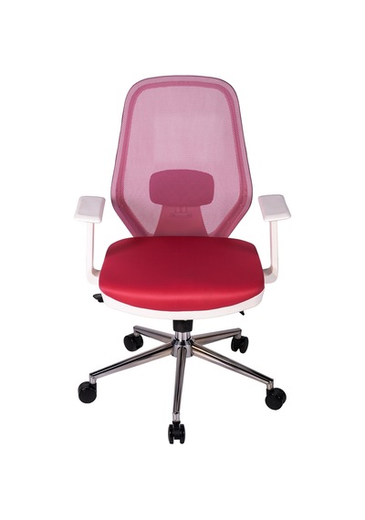 Ofisbazaar Dali Beyaz Fileli Çalışma Koltuğu Ergonomik Şef Ve Toplantı Koltuğu Pembe Pembe