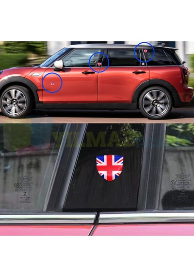 Mini Cooper Union Jk Rozet Yan Çamurluk Kelebek Cam Damla Silikon Etiket Oto Sticker 2 Adet