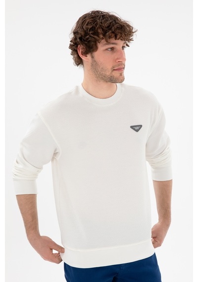 U.S. Polo Assn. Erkek Comfort Fit Bisiklet Yaka Krem Sweatshirt 50290777-VR071