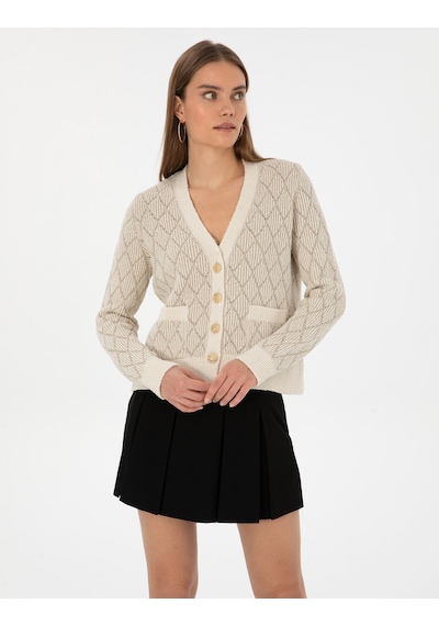 Pierre Cardin Kadın Ekru Hırka Triko 50310988-vr019 Ekru