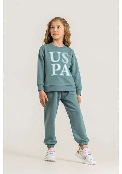 U.S. Polo Assn. Kız Çocuk Baskılı Yeşil Uzun Kol Eşofman Takımı Us2712-c-v3 Us2712-c-v3